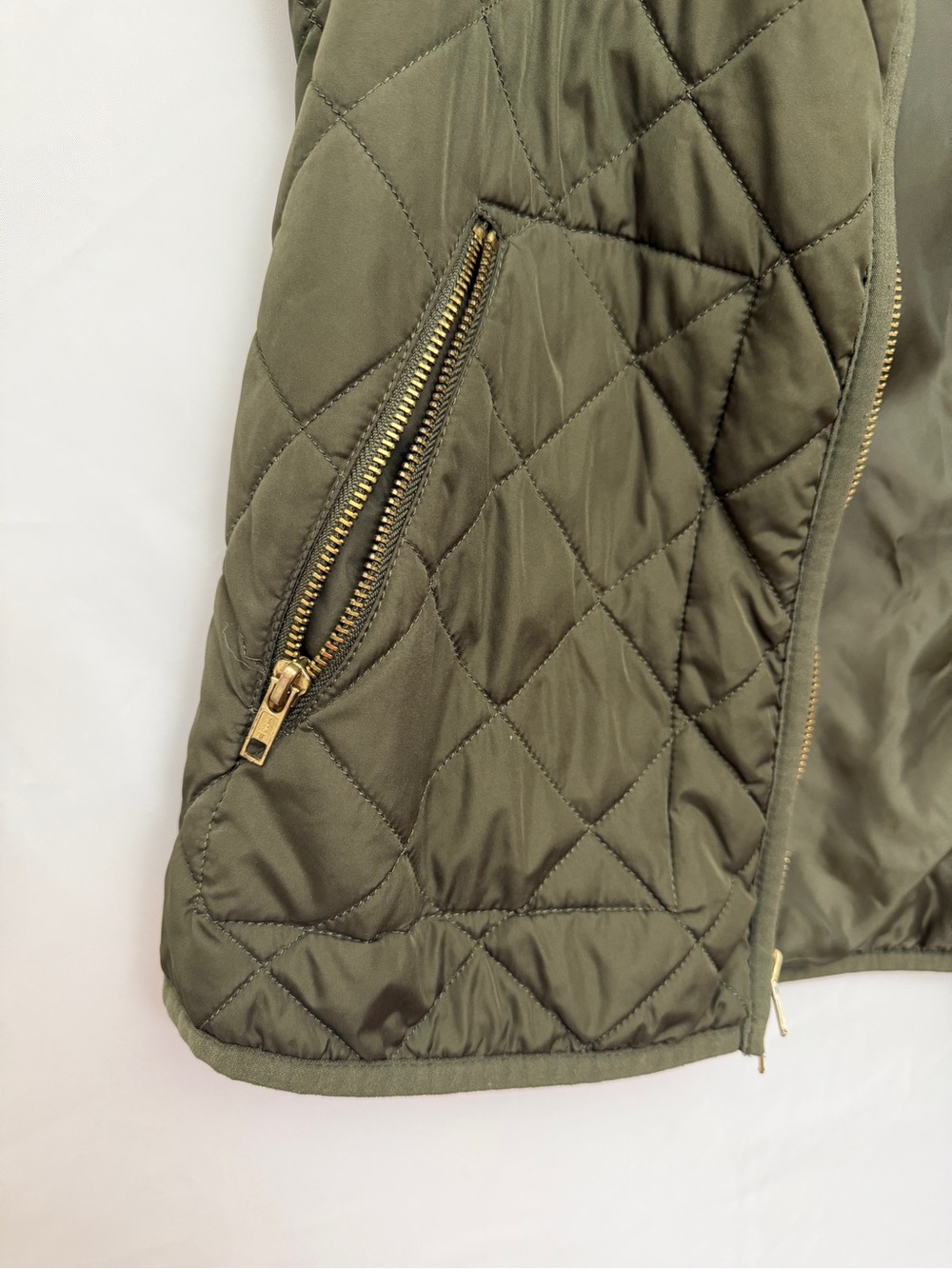 Old Navy Olive Green Quilted Vest with Gold Zipper - Picture 4 of 5